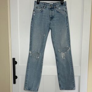 Zara Light Blue Distressed Jeans Size 2